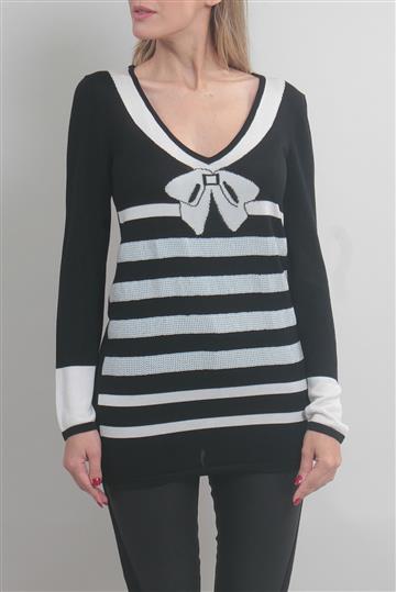 Blusa Valentino Tricô Laço Preta