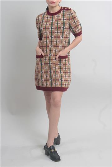 Vestido Gucci Tubinho de Lã Bege