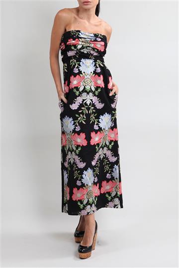 Vestido Cris Barros Roxana Bordado Floral Preto