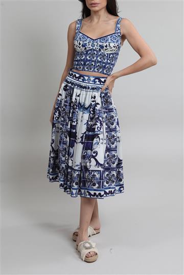 Conjunto Dolce & Gabbana Top e Saia Azul