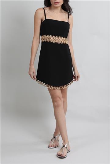 Vestido Alexis Mini Recortes Correntaria Preto