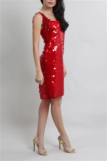 Vestido Alexis Mini Esferas e Canutilho Vermelho