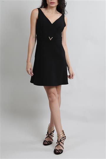 Vestido Valentino LBD Stretch Wool sem Mangas Preto