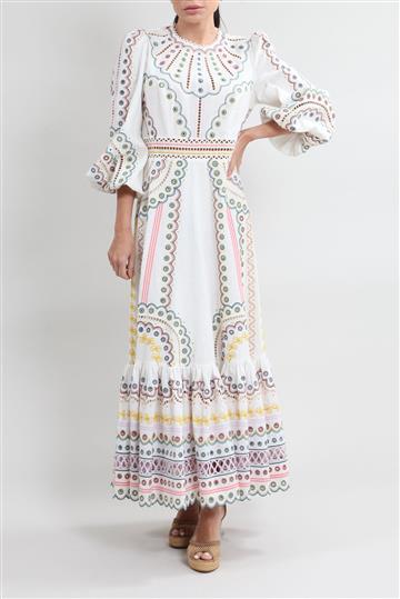Vestido Zimmermann Longo Bordados Colorido