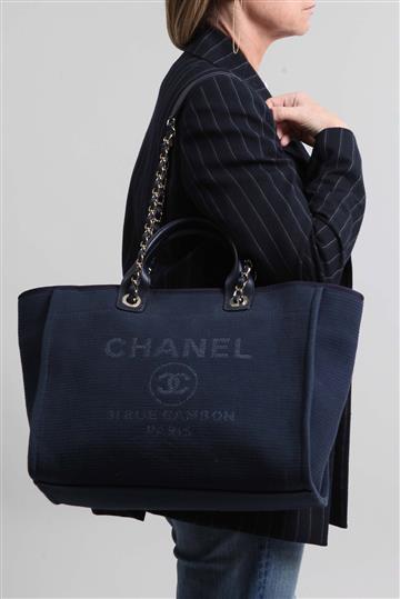Bolsa Chanel Deauville Tote Canvas Azul