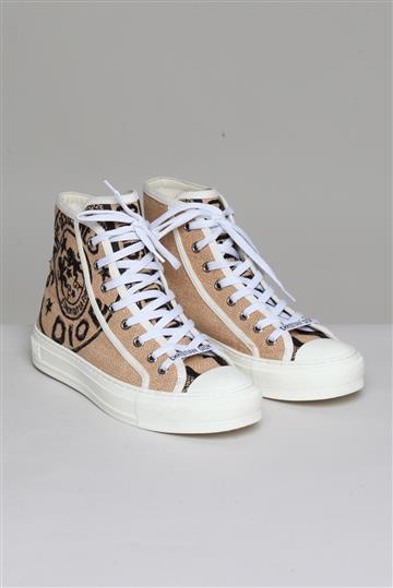 Tênis Christian Dior Canvas Cano Alto Bege