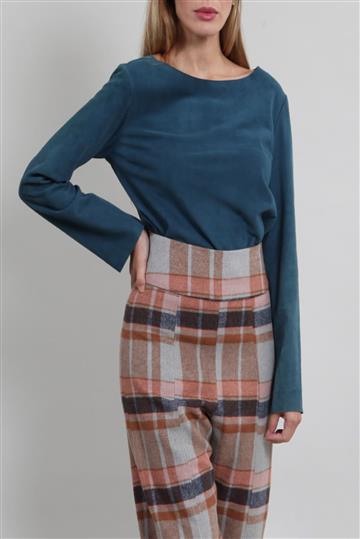 Blusa Cris Barros Camurça e Recortes Azul