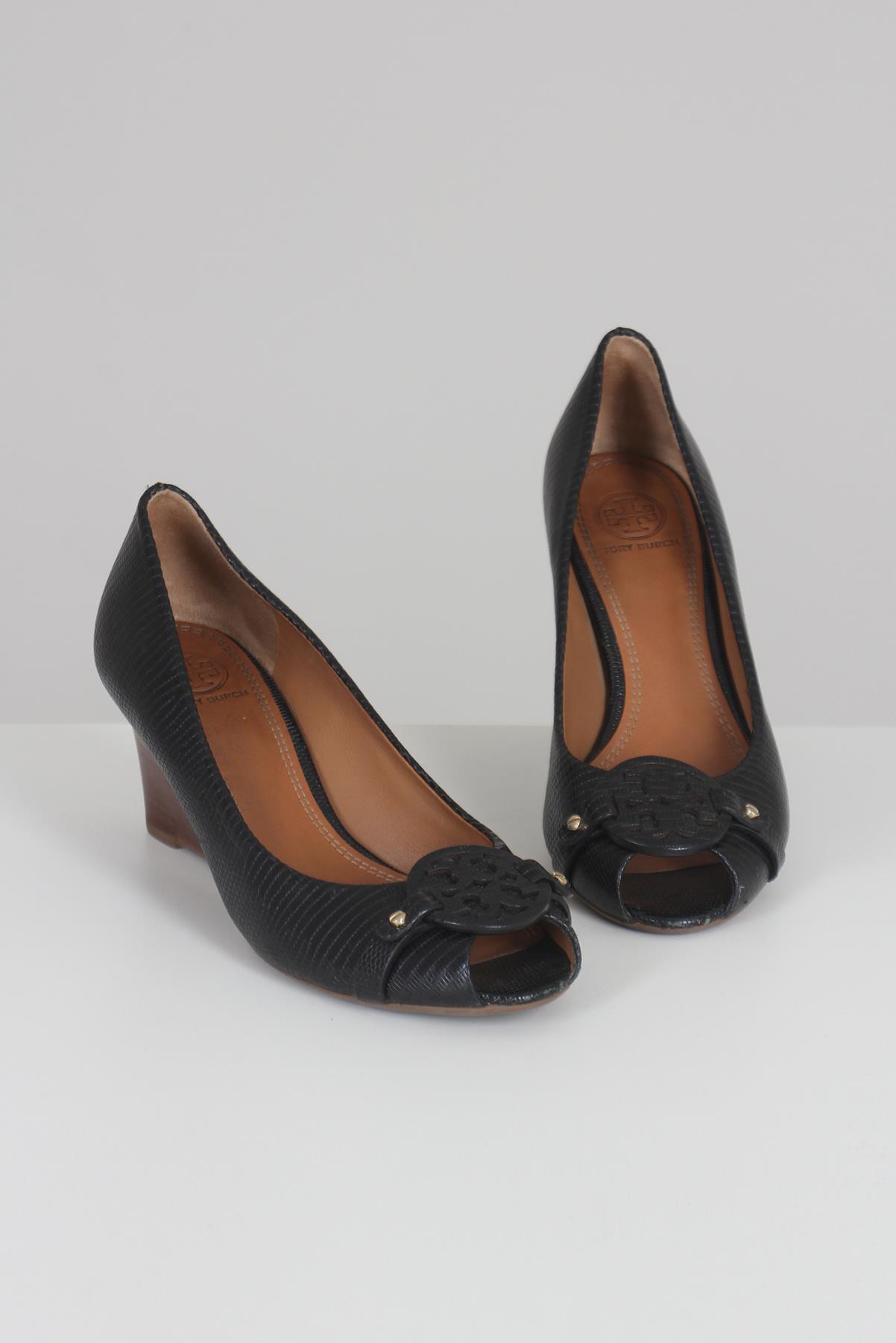 Sapato Tory Burch Peep Toe Preto | New4another