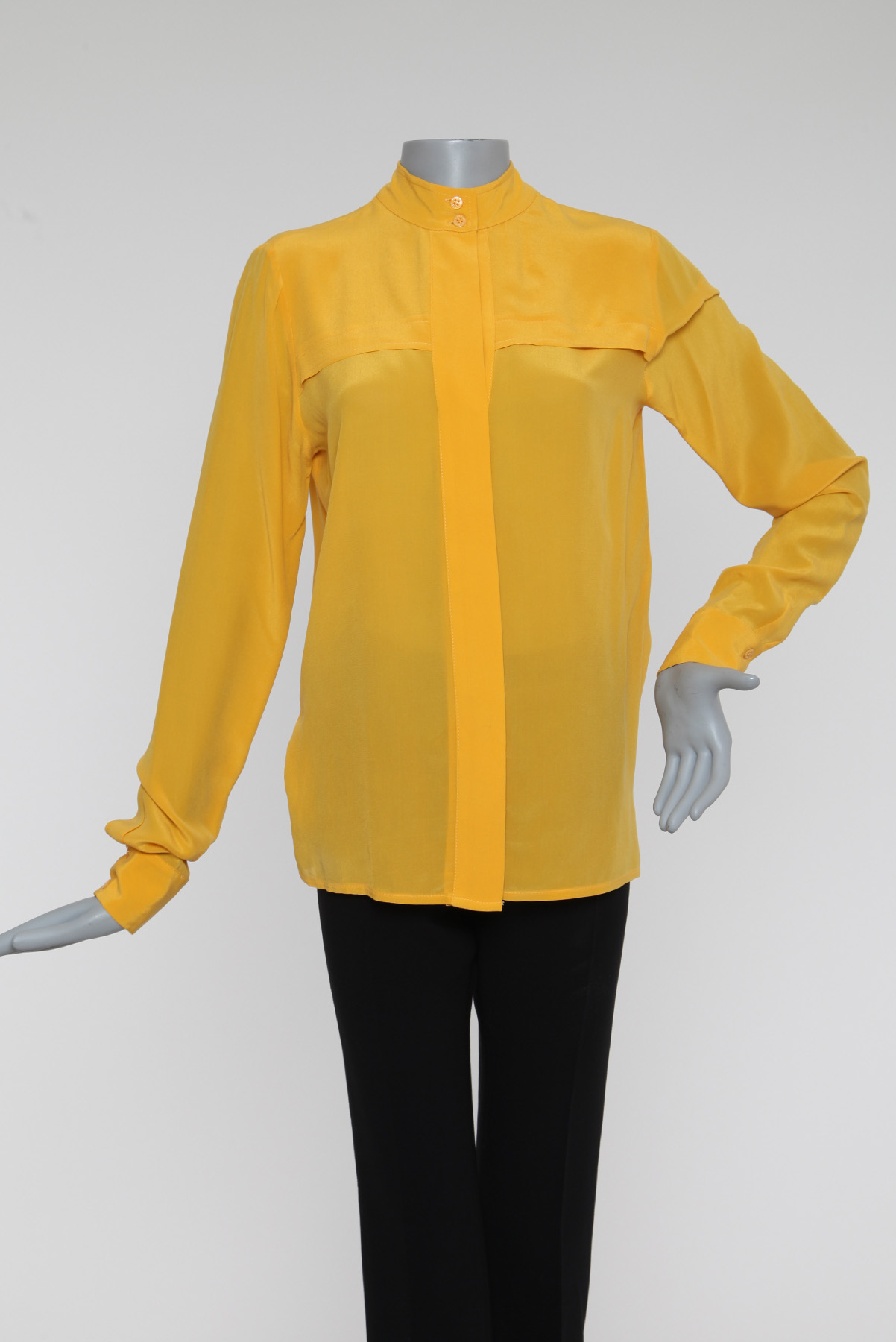 Camisa Mixed Crepe de Seda  Amarelo